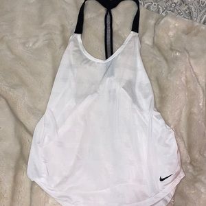 White Nike Tank Top with Black Straps